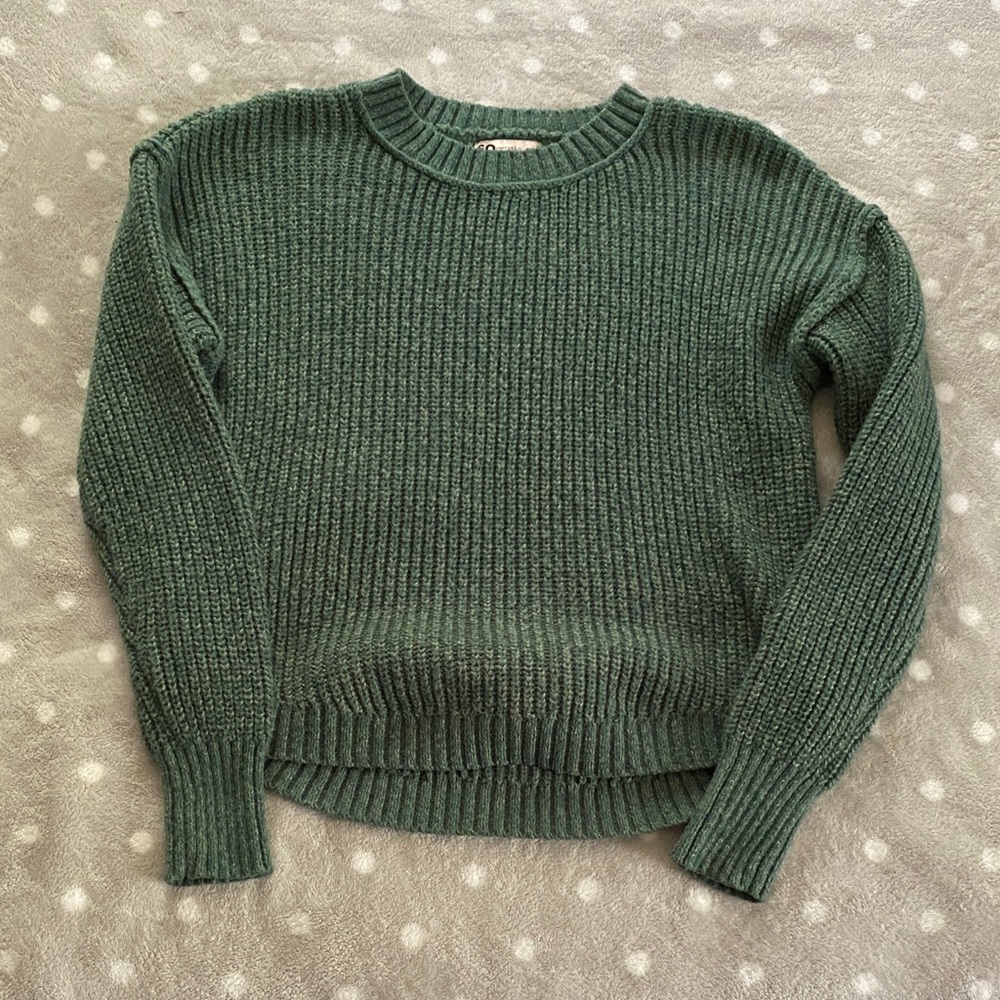SO Women's Forest Green Ribbed Sweater